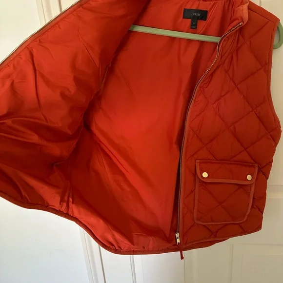 J. Crew Vibrant Orange Quilted Vest - Picture 3 of 5